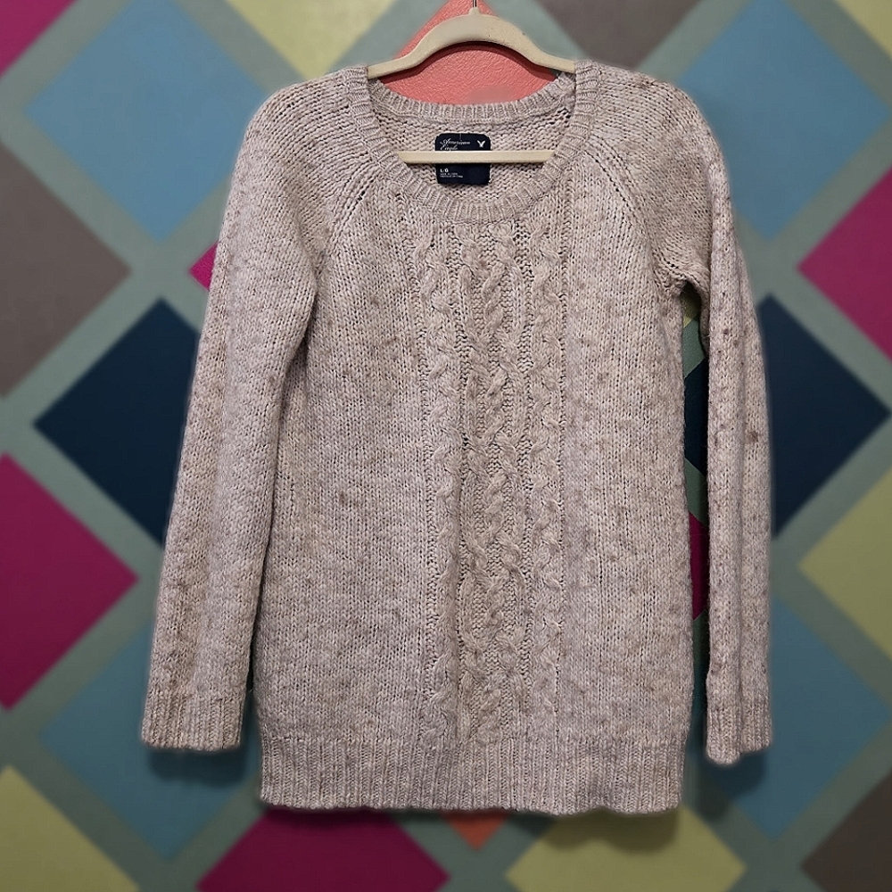 American Eagle Cable Knit Crew Neck Sweater